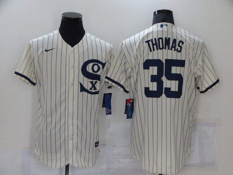 Men Chicago White Sox #35 Thomas Cream stripe Dream version Elite Nike 2021 MLB Jersey